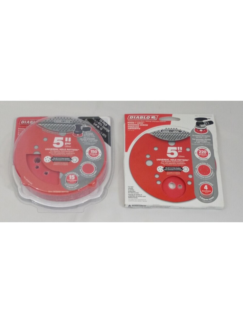 DIABLO 5" PO 125mm SANDING Disc 15 Pack & 4 Pack Universal Hole Pattern Lot 2